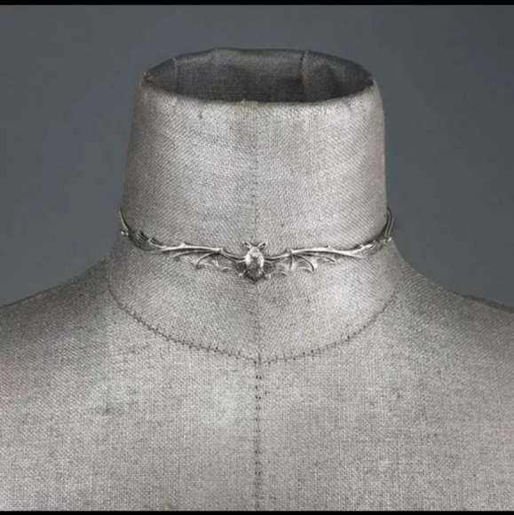 Silver Bat Choker Adjustable Necklace - Picture 2 of 2